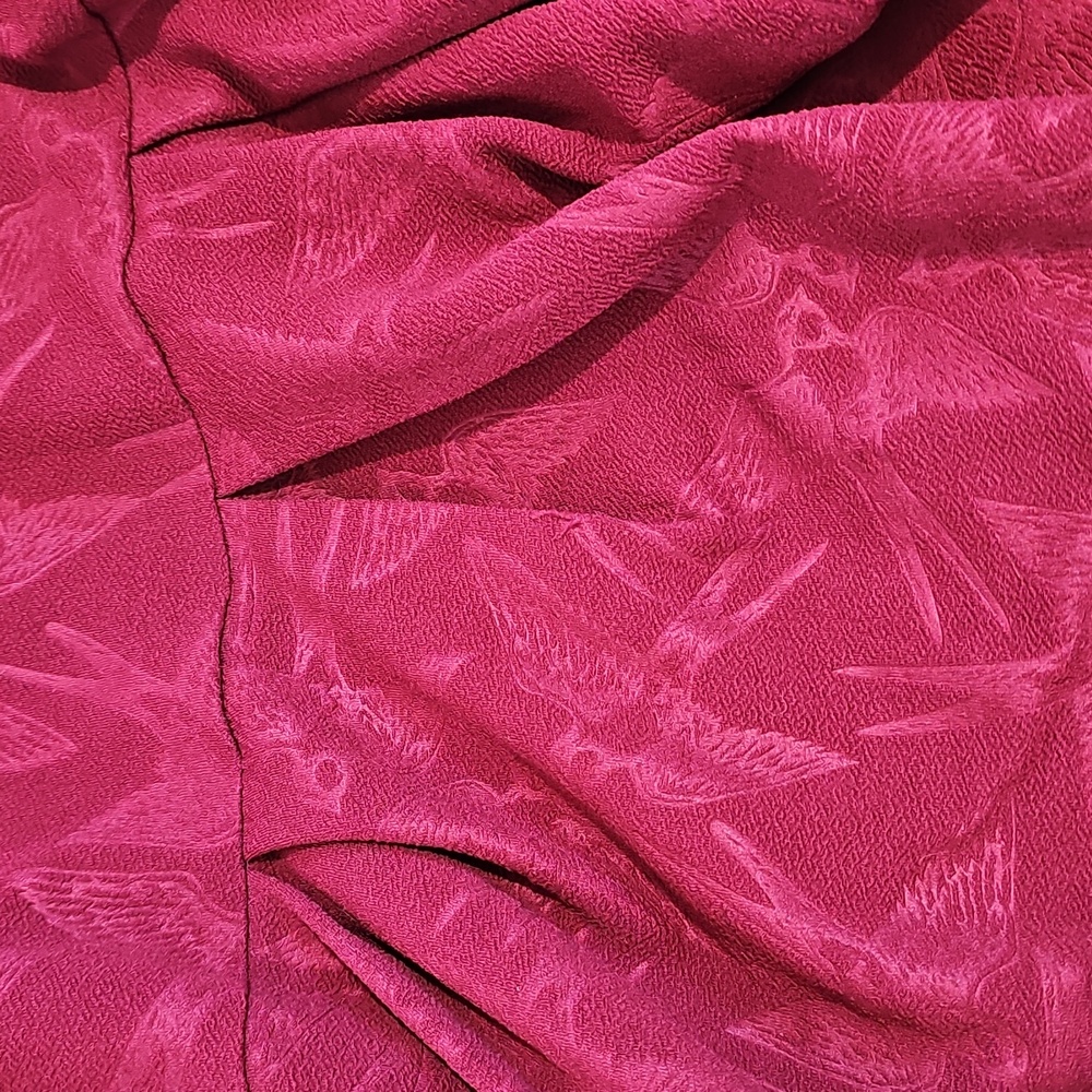 Lularoe Amelia Dress With Zipper And Pockets Burgundy Sparrow Bird Design - Picture 3 of 7